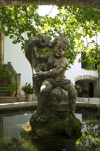 Fountain detail in the courtyard of the Jardines de Alfabia