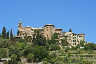 Townscape with the Charterhouse or Royal Carthusian Monastery of Valldemossa