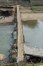 Bamboo bridge over the Nam Khan