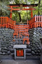 Torii at a sacred place in the forest
