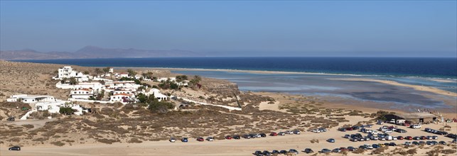 Dune landscape near Los Gorriones and the lagoon at back