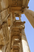 Ornate decorations on the top floor of the Library of Celsus