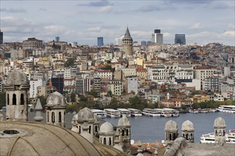 View from the Suleymaniye Mosque across the Golden Horn to Beyoglu with the Galata Tower