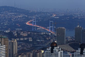 View from Istanbul Sapphire over the financial district and Bosphorus Bridge