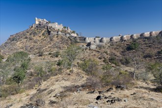 Kumbhalgarh Fort or Kumbhalmer Fort with a fortified wall