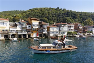 Houses with boat garages on the shore of the Bosphorus or Bosporus