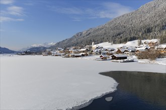 Frozen Weissensee lake