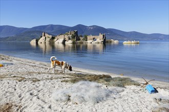 Byzantine fortress on an island in Lake Bafa