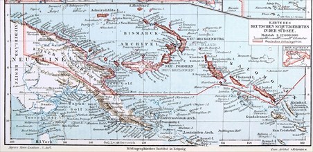 Map of the former German protectorate in the South Pacific