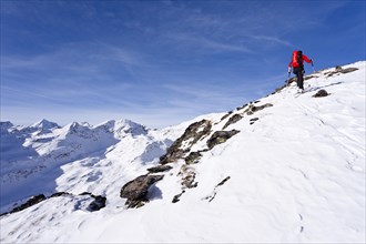 Cross-country skier ascending the Kalfanwand Mountain