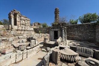 Temple ruins and Vijaya Stambha