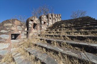 Battlements and stairs on a fortified wall