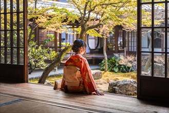 Japanese woman dressed with kimono