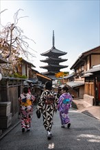 Pedestrian with kimono