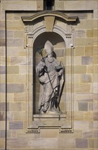 Statue of St. Boniface on the main portal of St. Salvator Cathedral of Fulda