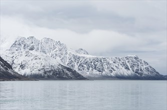 Snow-covered mountain range