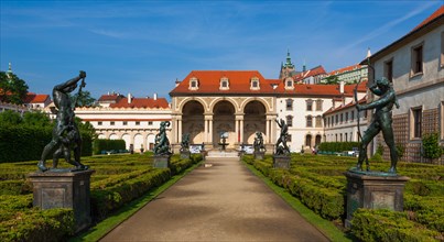 Palais Waldstein or Wallenstein Palace with Wallenstein Garden with bronze statues