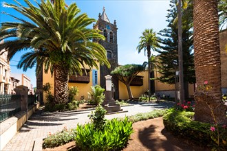 Church of San Augustin with the San Cristobal gardens in the Plaza de la Conception in the historic old town of San Cristobal de La Laguna