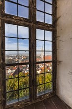 View through a window of Burg Trausnitz Castle over Landshut