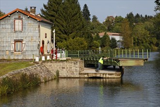 Swing Bridge and keeper's house on the Canal des Vosges