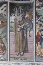 Wall painting 'Judas Iscariot' in the pilgrimage chapel Sanctuaire Notre-Dame des Fontaines