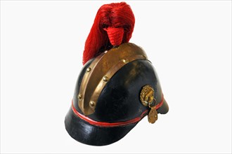 Austrian fireman's helmet with a red tuft from 1900