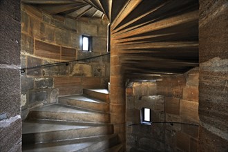 View inside the stair tower of Tucher Mansion