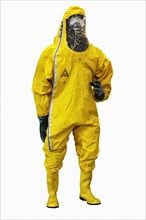 Chemical protective suit with a breathing mask