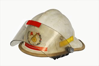 American firefighter's helmet with a protective visor and neck protection