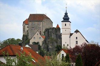 Burg Hiltpoltstein Castle with the church of St. John