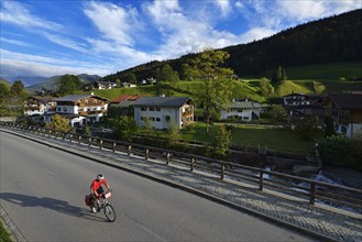 Cyclist riding on a road