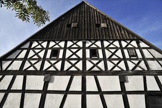 Facade of an old Franconian half-timbered barn