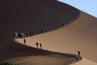 Tourists during the ascent of the 'Big Daddy' or 'Crazy Dune' sand dune