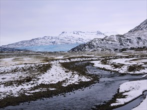 Meltwater of the Jokulsarlon glacier lagoon at the edge of the Vatnajokull Glacier