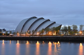 Illuminated Clyde Auditorium on the River Clyde