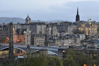 View of the historic centre from Calton Hill with Edinburgh Castle