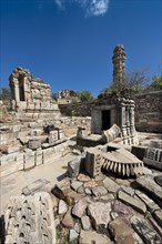Temple ruins and Vijaya Stambha