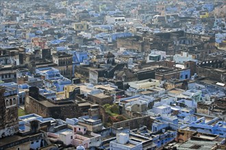 Townscape of Bundi with blue-painted houses