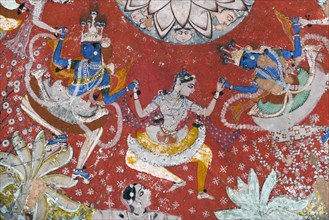 Pastoral god Krishna dancing the Rasa Lila dance with the Gopis