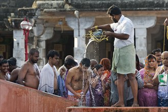 Pilgrims during ritual ablutions