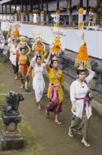 Procession at Besakih Temple and pilgrimage shrine at the foot of Mount Agung