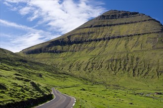 Road towards the highest mountain in the Faroe Islands