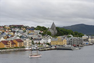 Cityscape of Kristiansund with Nordlandet kirke or North Country Church