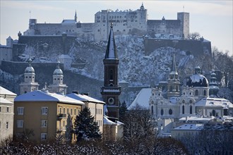 Salzburg with Festung Hohensalzburg Castle in winter
