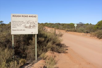 Warning sign 'Rough road ahead'