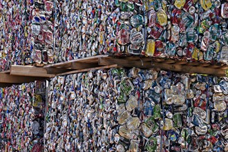 Crushed aluminum cans for recycling