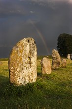 Rainbow over a ring of standing stones