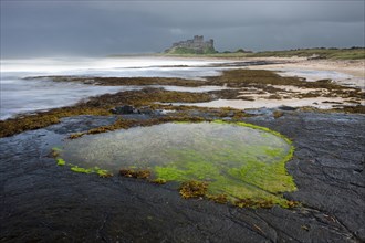Bamburgh Castle during a storm