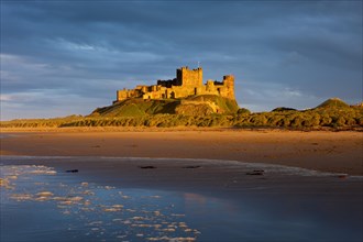 Bamburgh Castle in the last light of the day