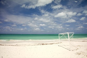 Soccer goal on the beach